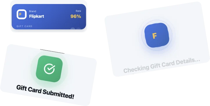 Fragments of the prototype: brand card with rate, a submitted state and a checking state