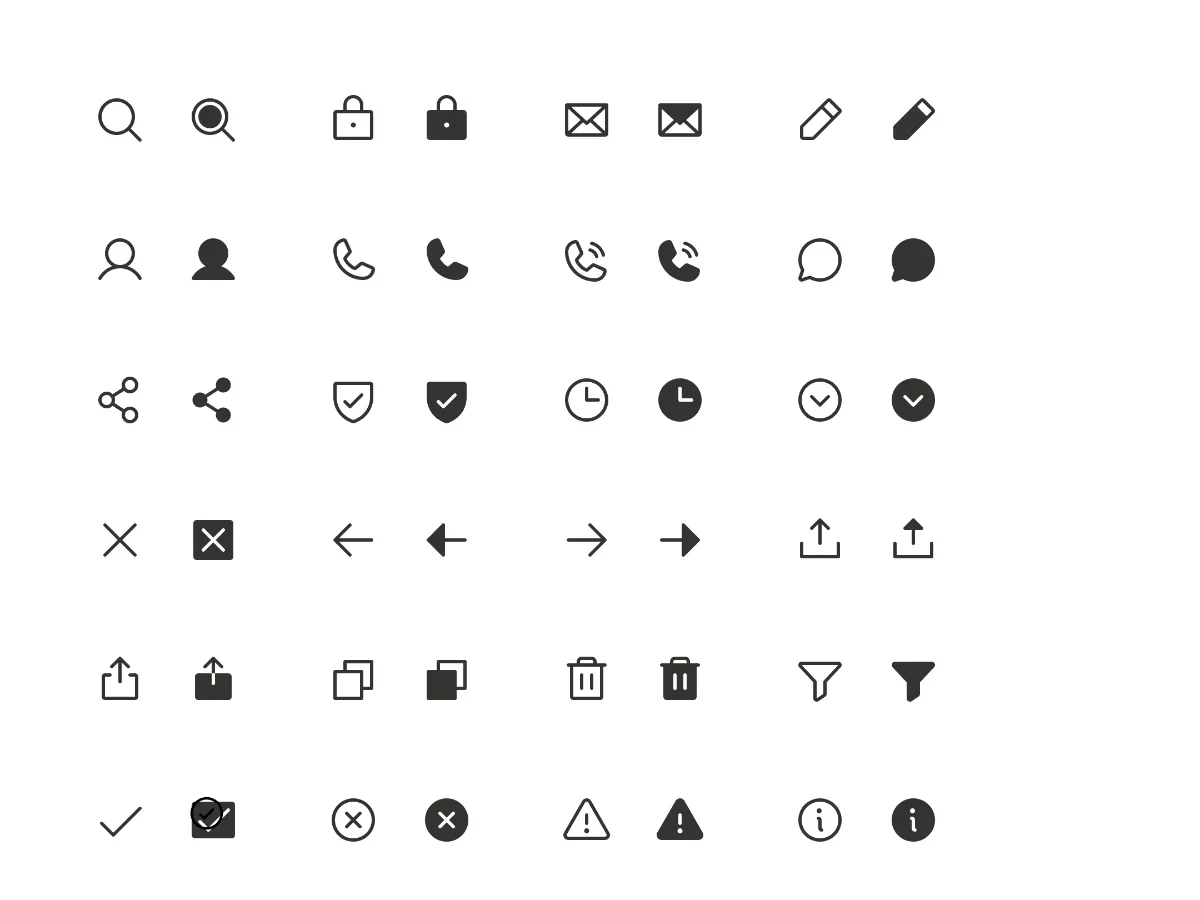 Yaper icon library: Phosphor regular and fill weights, deduplicated