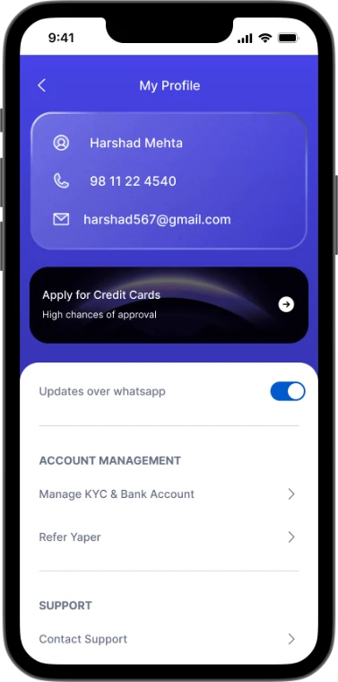 App screen: Profile